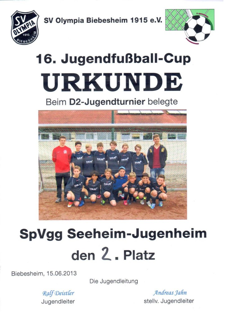 In Biebesheim belegte unsere D2-Jungend den zweiten Platz.